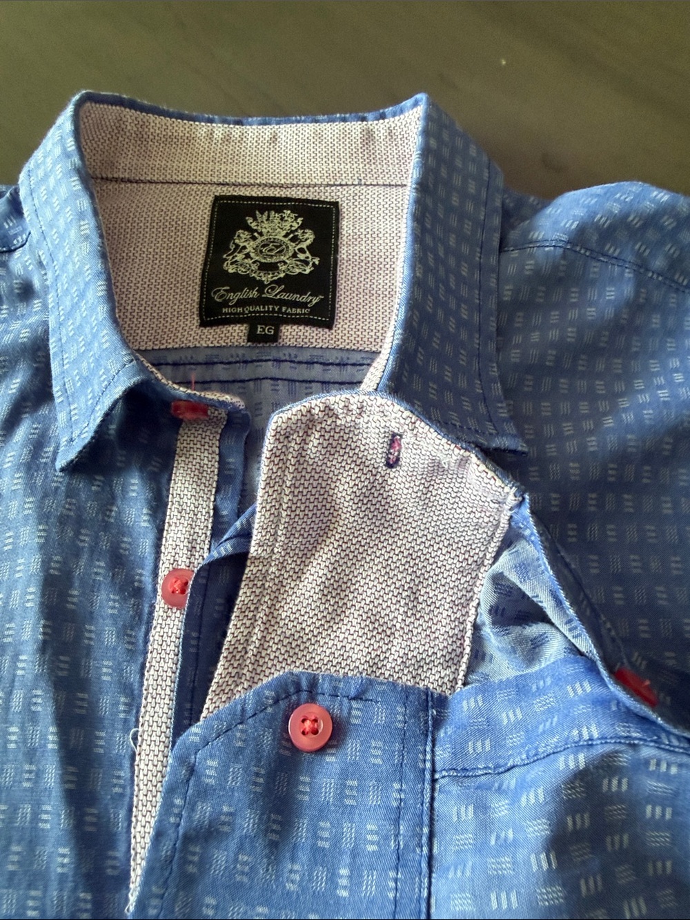 English Laundry Men’s Purple and White Micro-Pattern Button-Down Shirt